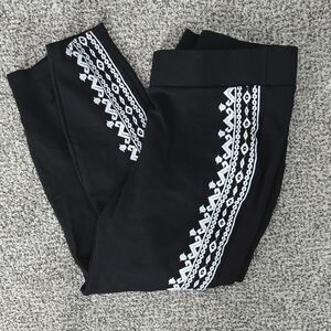 Torrid Black Leggings with White Embroidery